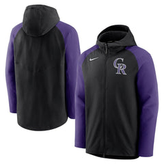 Colorado Rockies Nike Authentic Collection Performance Raglan Full-Zip Hoodie - Black/Purple - Nike Online