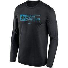Miami Marlins Nike Authentic Collection Performance Long Sleeve T-Shirt - Black - Nike Sale