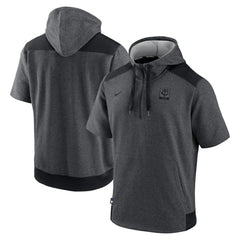 Minnesota Twins Nike Authentic Collection Dry Flux Performance Quarter-Zip Short Sleeve Hoodie - Heathered Charcoal/Black - Nike Discount