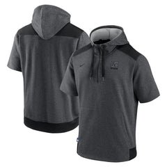 Kansas City Royals Nike Authentic Collection Dry Flux Performance Quarter-Zip Short Sleeve Hoodie - Heathered Charcoal/Black - Nike Online