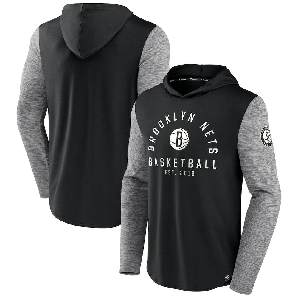 Brooklyn Nets Deep Rotation Performance Pullover Hoodie Black/Heathered Charcoal | Fanatics for sale