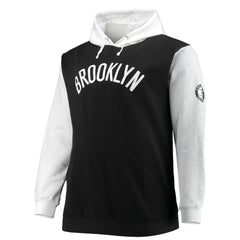 Brooklyn Nets Big & Tall Double Contrast Pullover Hoodie Black/White | Fanatics for sale