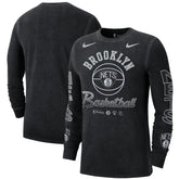 Brooklyn Nets Courtside Retro Elevated Long Sleeve T-Shirt Black | Nike for sale