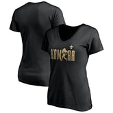 Alvin Kamara New Orleans Saints Women's Checkdown V-Neck T-Shirt Black