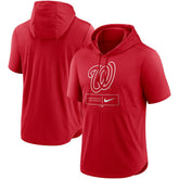 Washington Nationals Nike Lockup Performance Short Sleeve Lightweight Hooded Top - Red - Nike Online