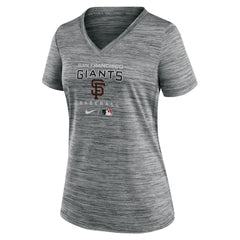San Francisco Giants Nike Women's Authentic Collection Velocity Performance V-Neck T-Shirt - Anthracite - Nike Discount