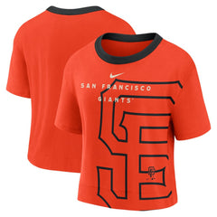 San Francisco Giants Nike Women's Team First High Hip Boxy T-Shirt - Orange/Black - Nike Lifestyle