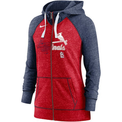 St. Louis Cardinals Nike Women's Split Wordmark Gym Vintage Raglan Lightweight Full-Zip Hoodie - Heather Red/Heather Navy - Nike Sale