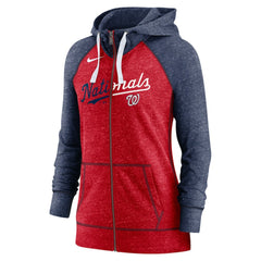 Washington Nationals Nike Women's Split Wordmark Gym Vintage Raglan Lightweight Full-Zip Hoodie - Heather Red/Heather Navy - Nike Discount
