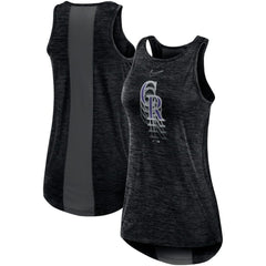 Colorado Rockies Nike Women's Logo Fade High Neck Performance Tank Top - Black - Nike Lifestyle