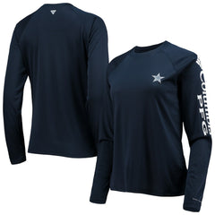 Columbia Dallas Cowboys Women's Tidal Omni-Shade Raglan Long Sleeve T-Shirt Navy/White
