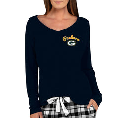 Green Bay Packers Concepts Sport Women's Marathon Knit Long Sleeve Lightweight V-Neck Lounge Top Black