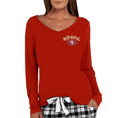 San Francisco 49ers Concepts Sport Women's Marathon Knit Long Sleeve Lightweight V-Neck Lounge Top Scarlet