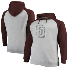 San Diego Padres Fanatics Big & Tall Raglan Pullover Hoodie - Heathered Gray/Brown - Fanatics on Sale