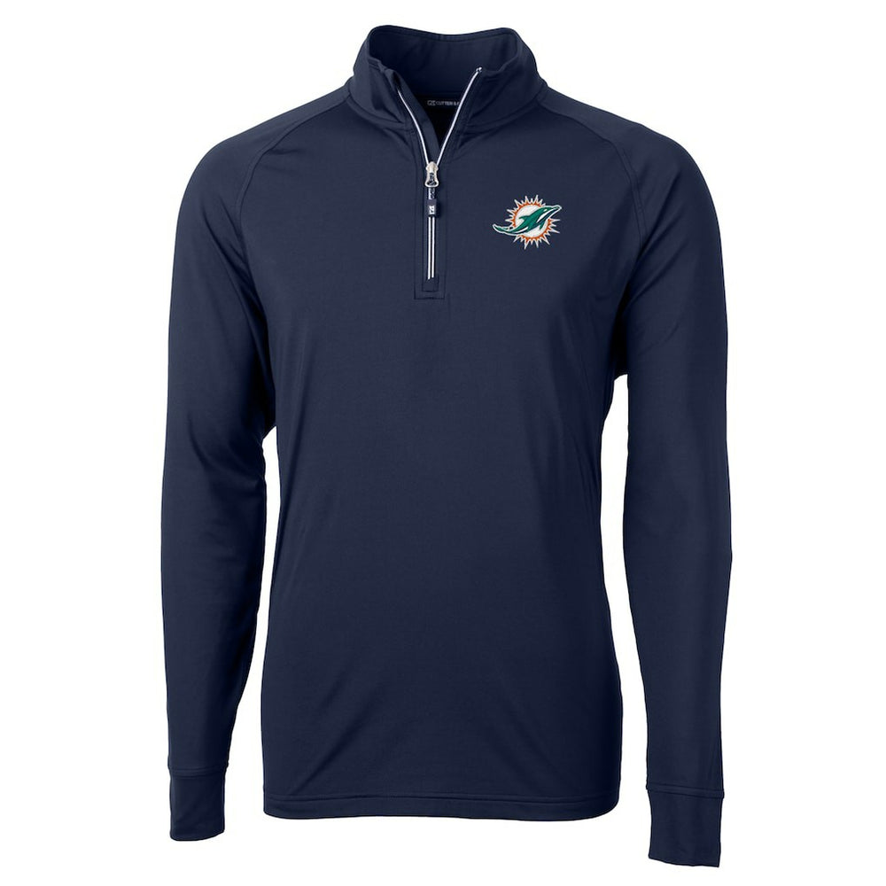 Miami Dolphins Cutter & Buck Adapt Eco Knit Quarter-Zip Pullover Jacket Navy
