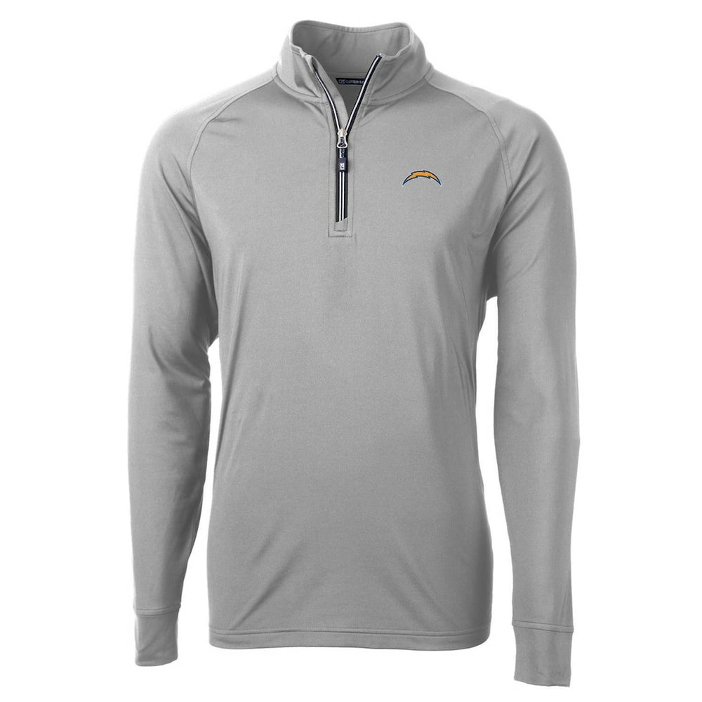 Los Angeles Chargers Cutter & Buck Adapt Eco Knit Quarter-Zip Pullover Jacket Gray