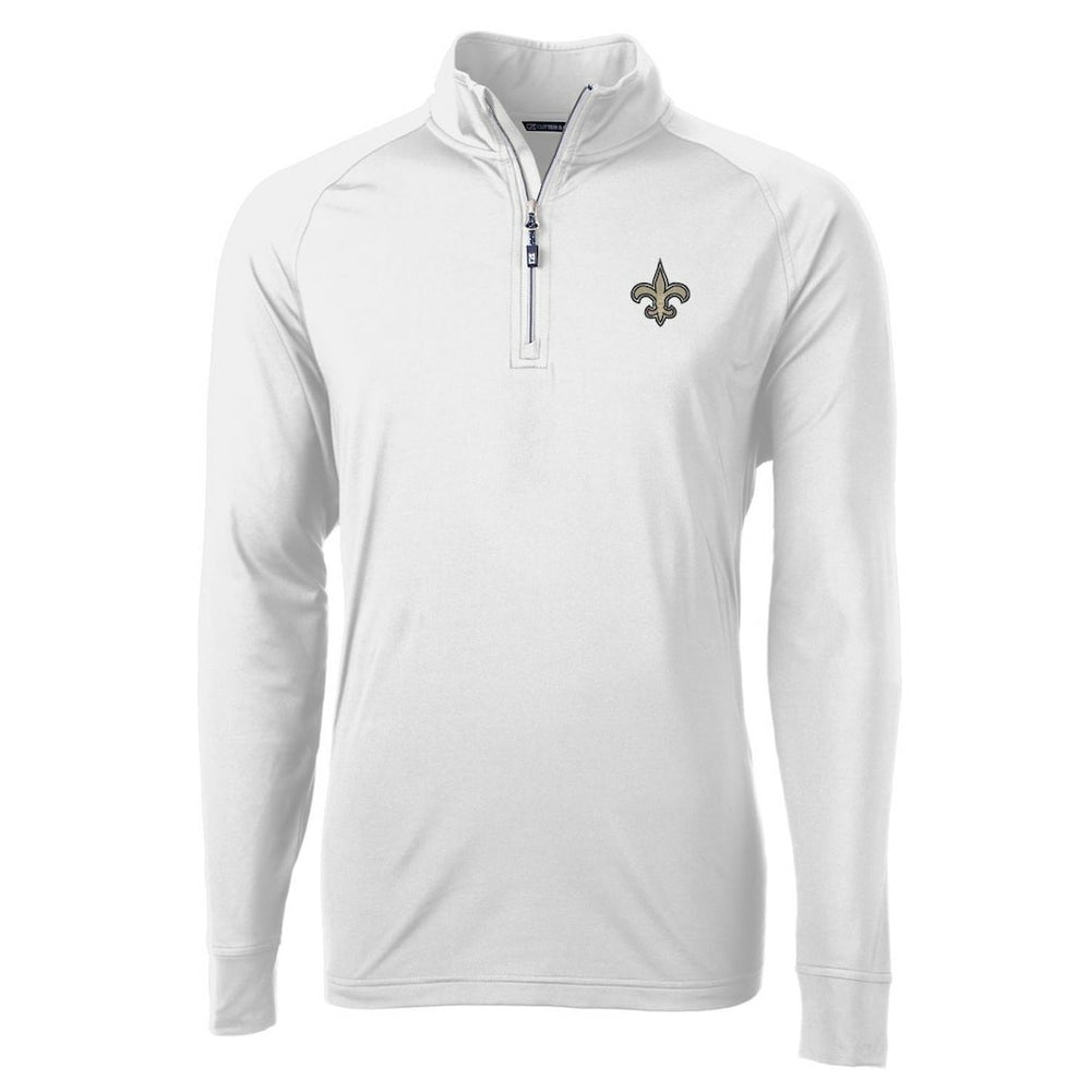 New Orleans Saints Cutter & Buck Adapt Eco Knit Quarter-Zip Pullover Jacket White