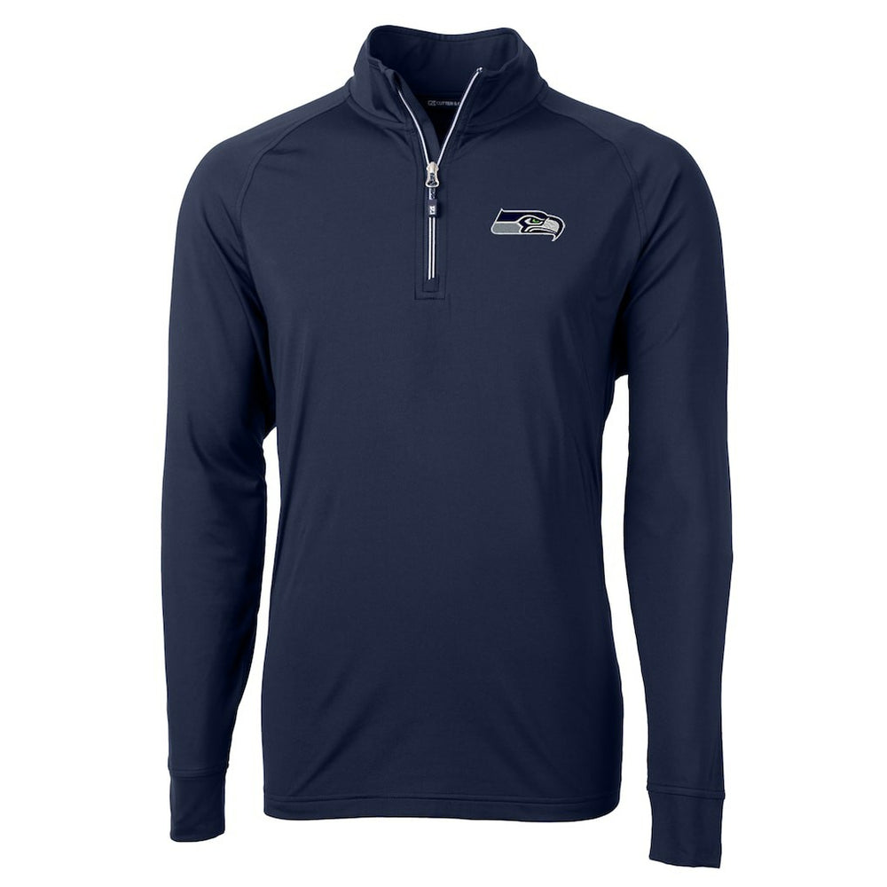 Seattle Seahawks Cutter & Buck Adapt Eco Knit Quarter-Zip Pullover Jacket College Navy