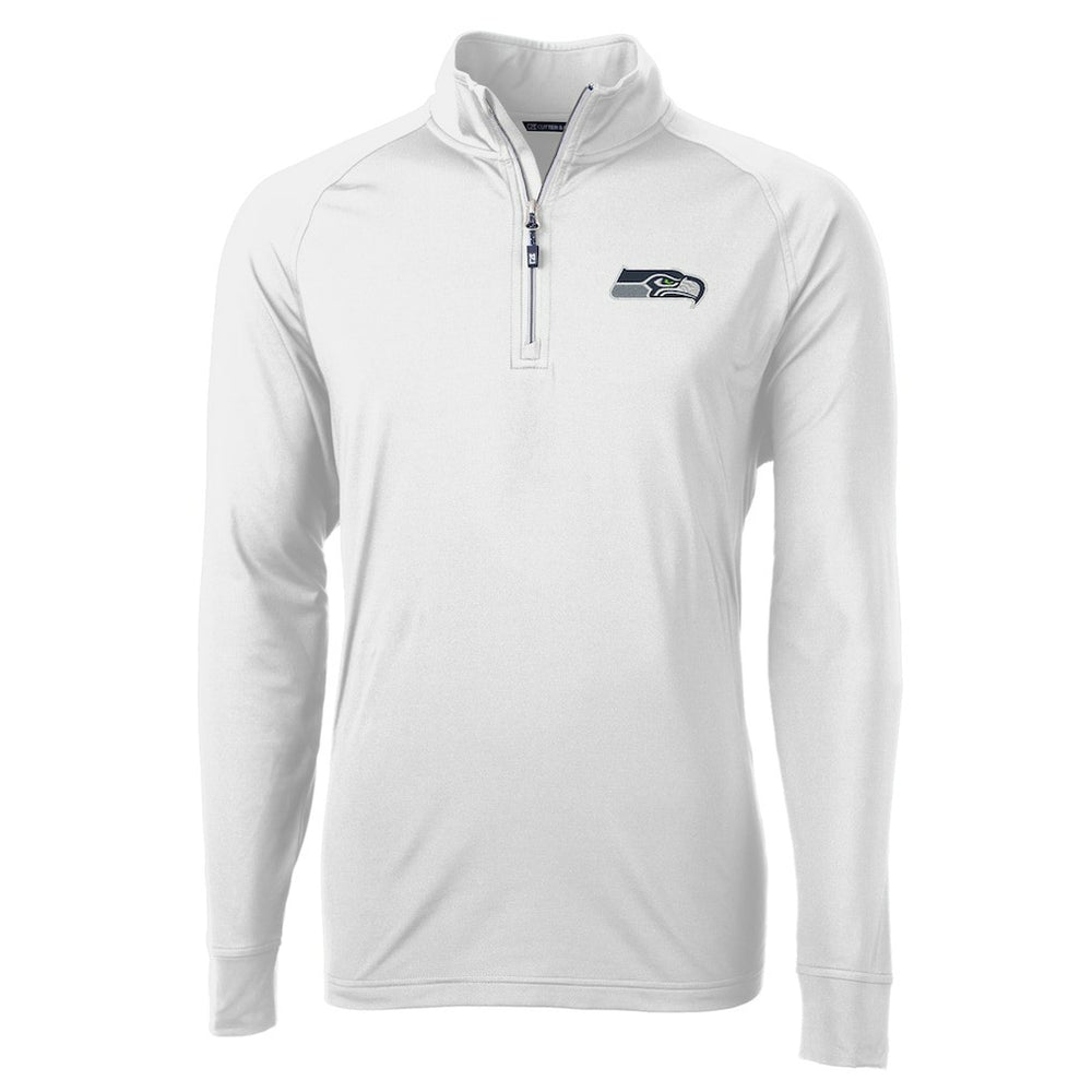 Seattle Seahawks Cutter & Buck Adapt Eco Knit Quarter-Zip Pullover Jacket White