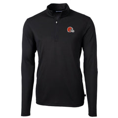Cleveland Browns Cutter & Buck Virtue Eco Pique Recycled Quarter-Zip Pullover Jacket Black