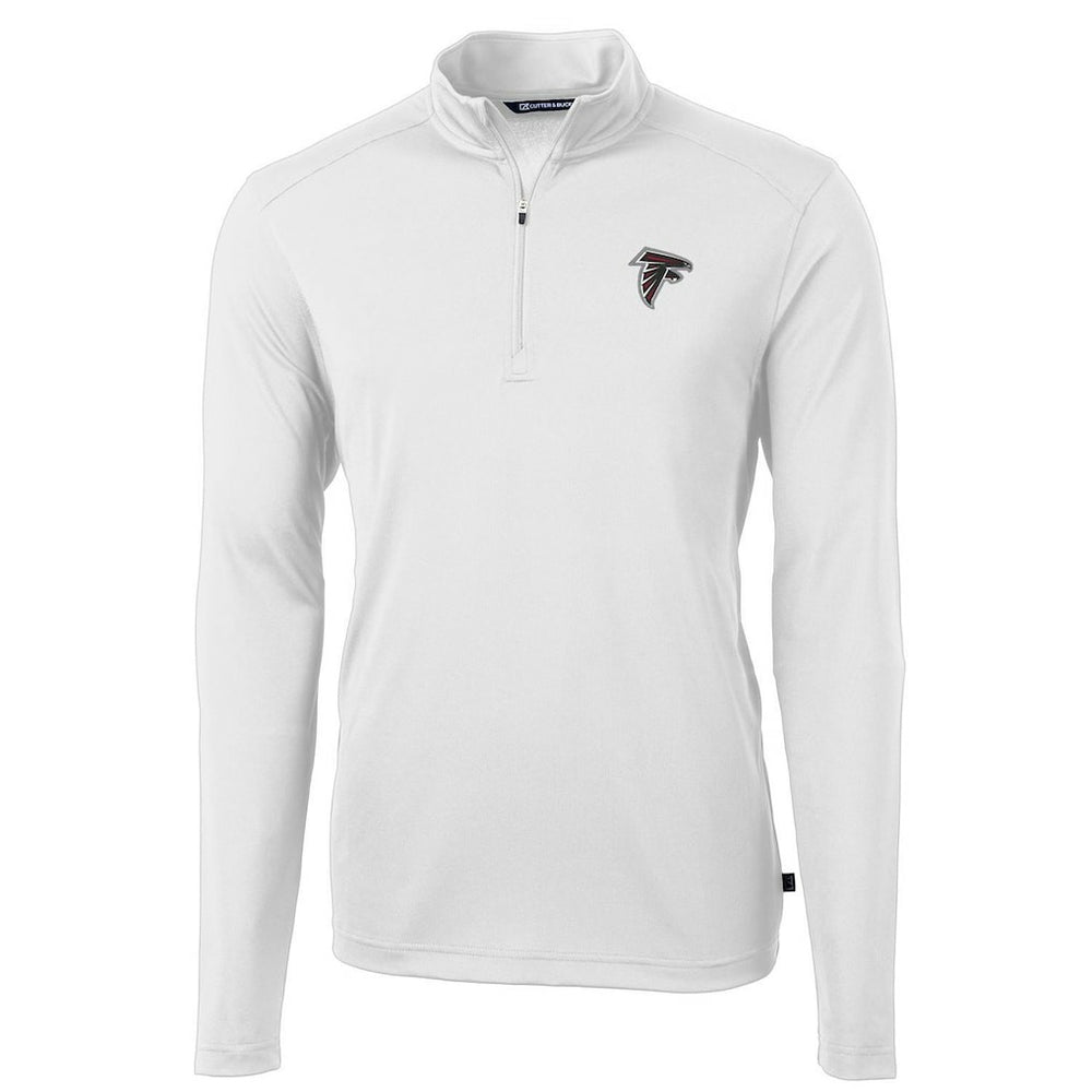 Atlanta Falcons Cutter & Buck Virtue Eco Pique Recycled Quarter-Zip Pullover Jacket White