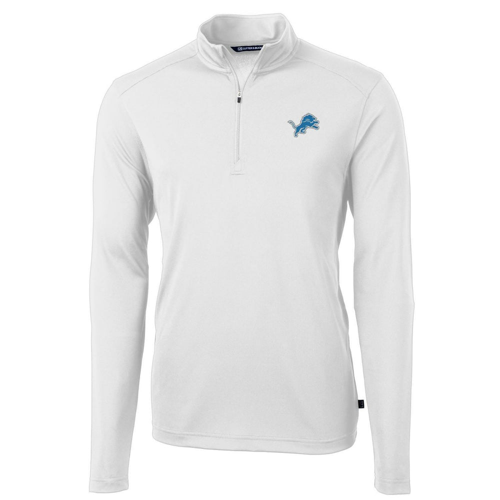 Detroit Lions Cutter & Buck Virtue Eco Pique Recycled Quarter-Zip Pullover Jacket White
