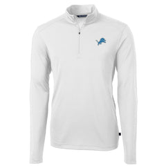Detroit Lions Cutter & Buck Virtue Eco Pique Recycled Quarter-Zip Pullover Jacket White