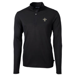 New Orleans Saints Cutter & Buck Virtue Eco Pique Recycled Quarter-Zip Pullover Jacket Black