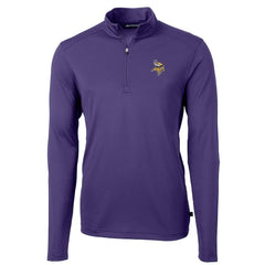Minnesota Vikings Cutter & Buck Virtue Eco Pique Recycled Quarter-Zip Pullover Jacket Purple