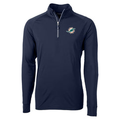 Miami Dolphins Cutter & Buck Big & Tall Adapt Eco Knit Quarter-Zip Pullover Jacket Navy