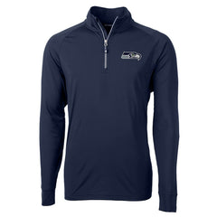 Seattle Seahawks Cutter & Buck Big & Tall Adapt Eco Knit Quarter-Zip Pullover Jacket College Navy