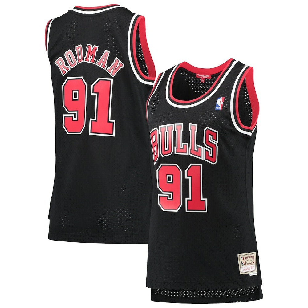 Dennis Rodman Chicago Bulls Women's Hardwood Classics Swingman Jersey for sale Black | Mitchell & Ness outlet
