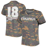 Justin Jefferson Minnesota Vikings Women's Name & Number Tri-Blend V-Neck T-Shirt Camo