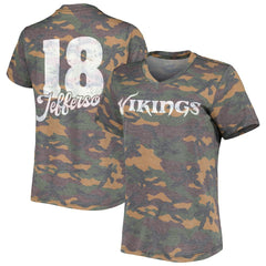Justin Jefferson Minnesota Vikings Women's Name & Number Tri-Blend V-Neck T-Shirt Camo
