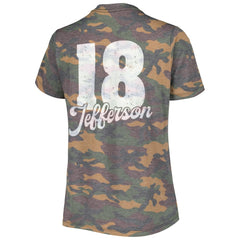 Justin Jefferson Minnesota Vikings Women's Name & Number Tri-Blend V-Neck T-Shirt Camo