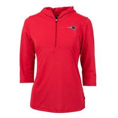 New England Patriots Cutter & Buck Women's Virtue Eco Pique Half-Zip 3/4 Sleeve Pullover Hoodie Red