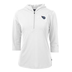 Tennessee Titans Cutter & Buck Women's Virtue Eco Pique Half-Zip 3/4 Sleeve Pullover Hoodie White