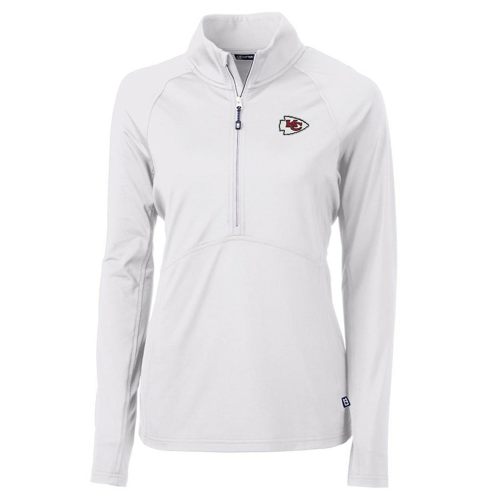 Kansas City Chiefs Cutter & Buck Women's Adapt Eco Knit Half-Zip Pullover Jacket White