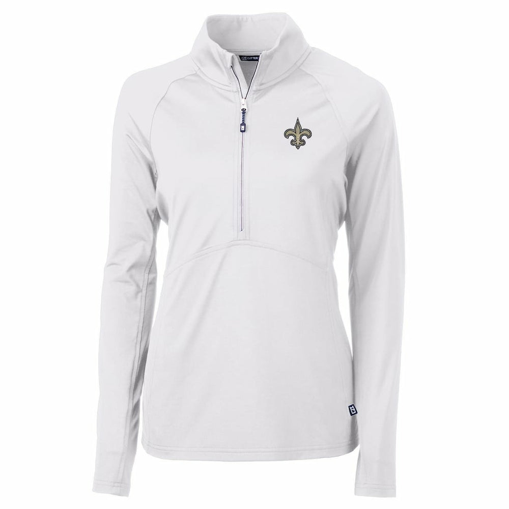 New Orleans Saints Cutter & Buck Women's Adapt Eco Knit Half-Zip Pullover Jacket White