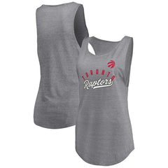 Toronto Raptors Women's Quality Time Open Scoop Neck Tri-Blend Tank Top Heathered Gray | Fanatics discount