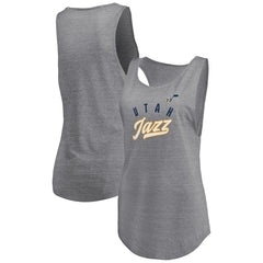 Utah Jazz Women's Quality Time Open Scoop Neck Tri-Blend Tank Top Heathered Gray | Fanatics Near Me