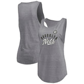 Brooklyn Nets Women's Quality Time Open Scoop Neck Tri-Blend Tank Top Heathered Gray | Fanatics outlet