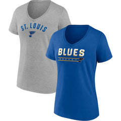 St. Louis Blues Fanatics Women's Parent 2-Pack V-Neck T-Shirt Set - Blue/Heathered Gray - NHL 4444026