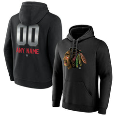 Chicago Blackhawks Personalized Midnight Mascot Logo Pullover Hoodie - Black - NHL 4444383