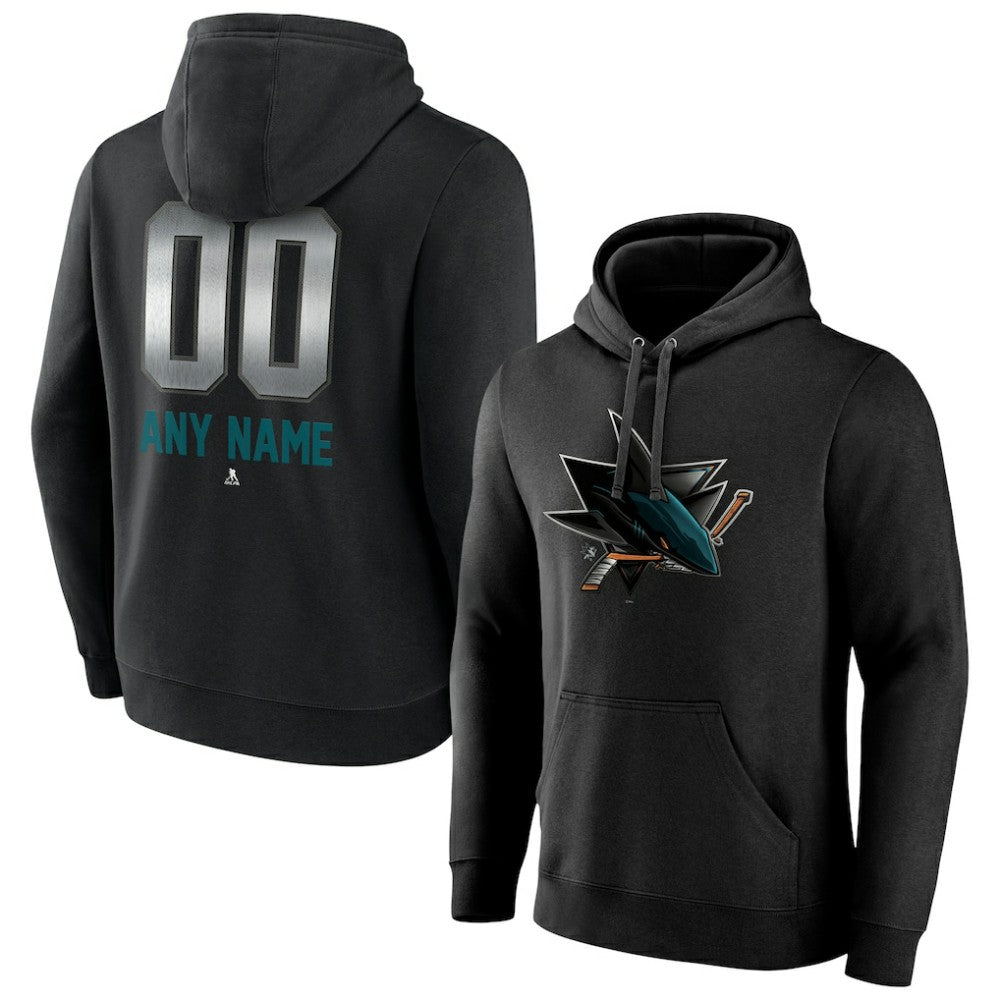 San Jose Sharks Personalized Midnight Mascot Logo Pullover Hoodie - Black - NHL 4444399