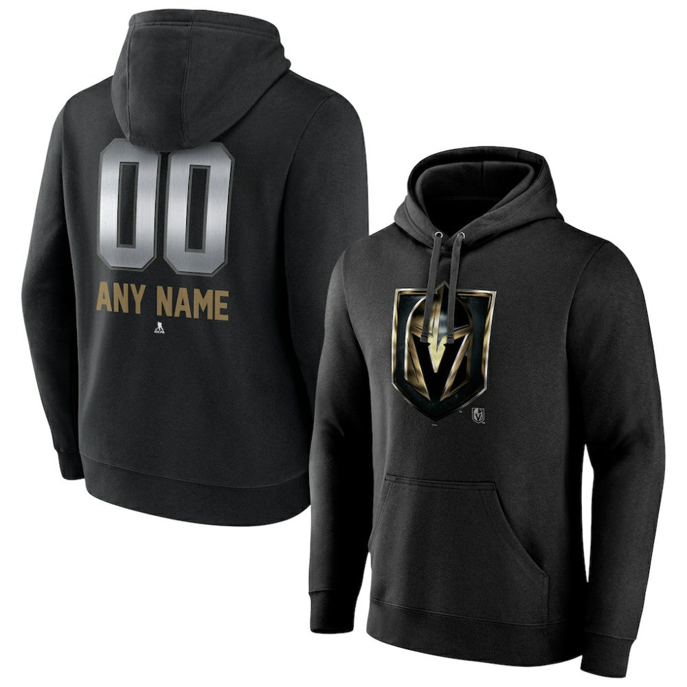 Vegas Golden Knights Personalized Midnight Mascot Logo Pullover Hoodie - Black - NHL 4444404