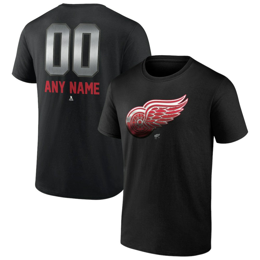 Detroit Red Wings Personalized Midnight Mascot Logo T-Shirt - Black - NHL 4444416