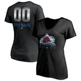 Colorado Avalanche Women's Personalized Midnight Mascot Logo V-Neck T-Shirt - Black - NHL 4444441
