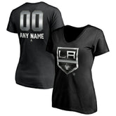 Los Angeles Kings Women's Personalized Midnight Mascot Logo V-Neck T-Shirt - Black - NHL 4444447