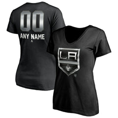 Los Angeles Kings Women's Personalized Midnight Mascot Logo V-Neck T-Shirt - Black - NHL 4444447